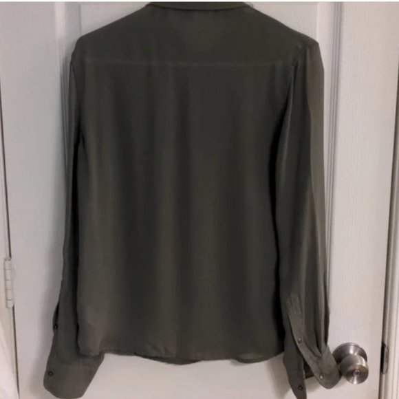 Joe's snap button down olive green blouse - Picture 2 of 5